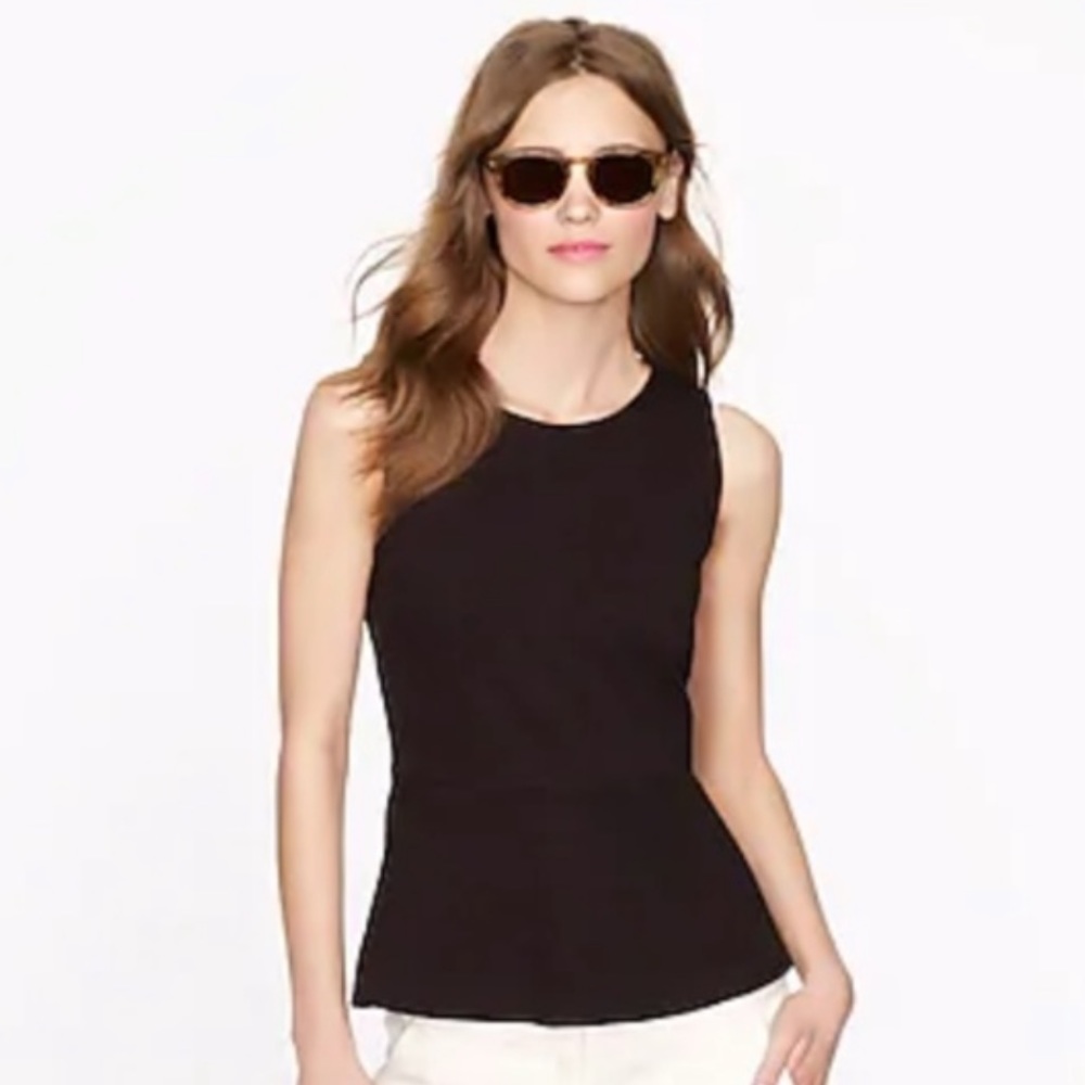 J. Crew black sleeveless peplum top
